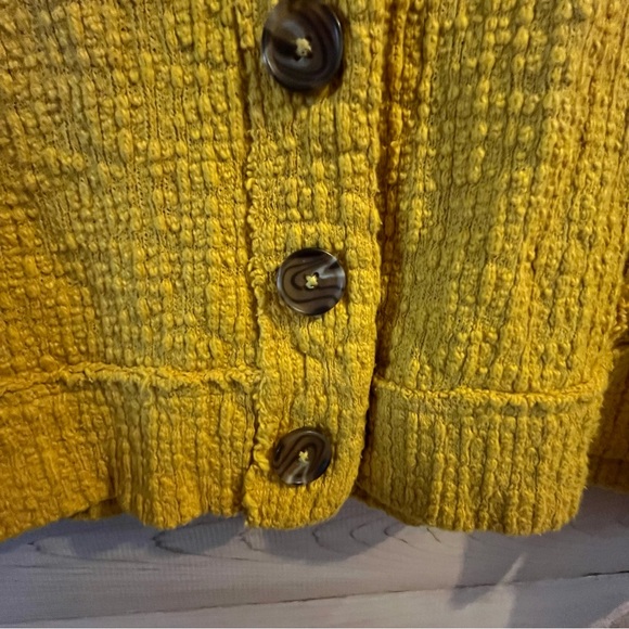 Two by Vince Camuto mustard yellow textured button down cardigan sweater - Picture 9 of 13